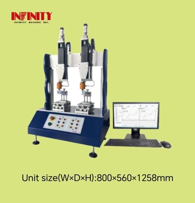 105 کیلوگرم ماشین تست نیروی دو ایستگاه 0.1-1200mm/min سرعت آزمایش ±0.05mm دقت جابجایی